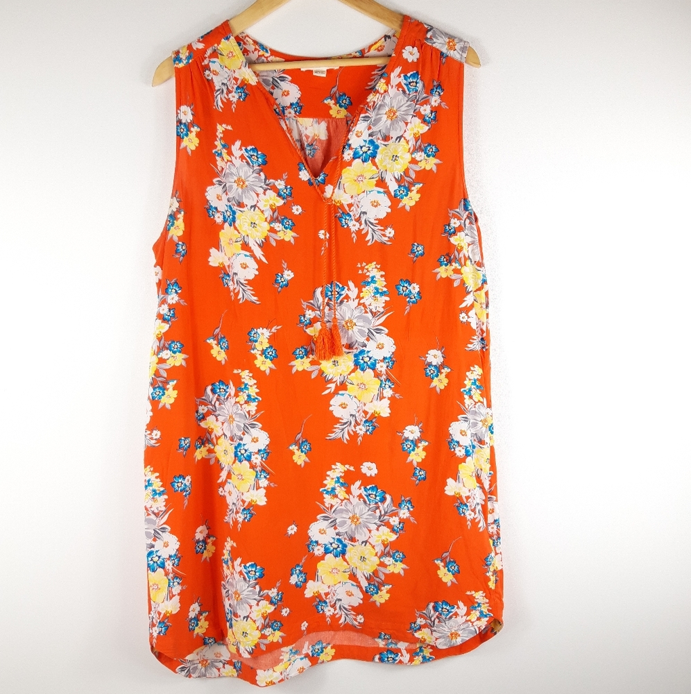 Beach Lunch Lounge Tropical Floral Dress Sz XL